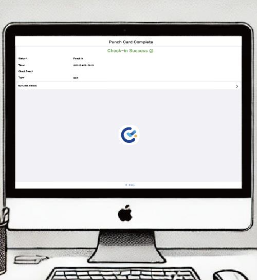You can also clock in and out using a computer.